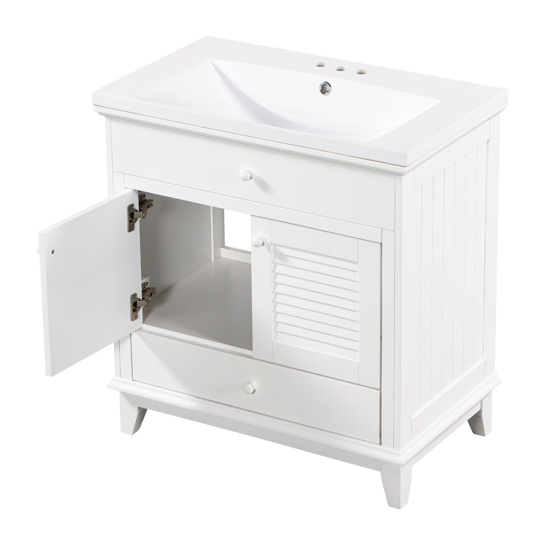 30'' Single Bathroom Vanity Cabinet With Ceramic Top #BV-006-30WH