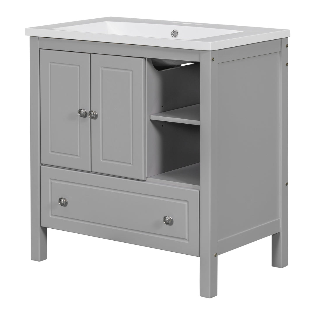 30'' Single Bathroom Vanity Cabinet With Ceramic Sink Top#BV-001