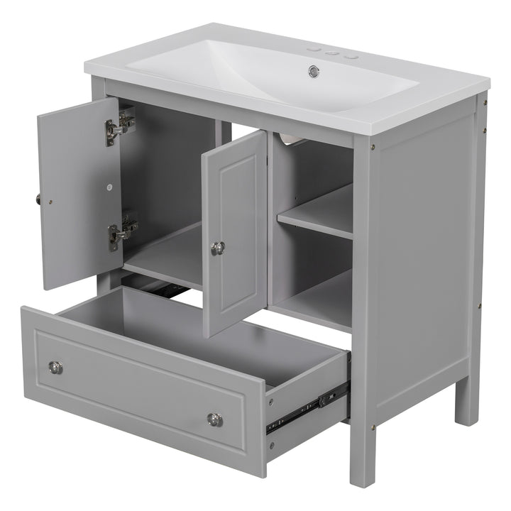 30'' Single Bathroom Vanity Cabinet With Ceramic Sink Top#BV-001