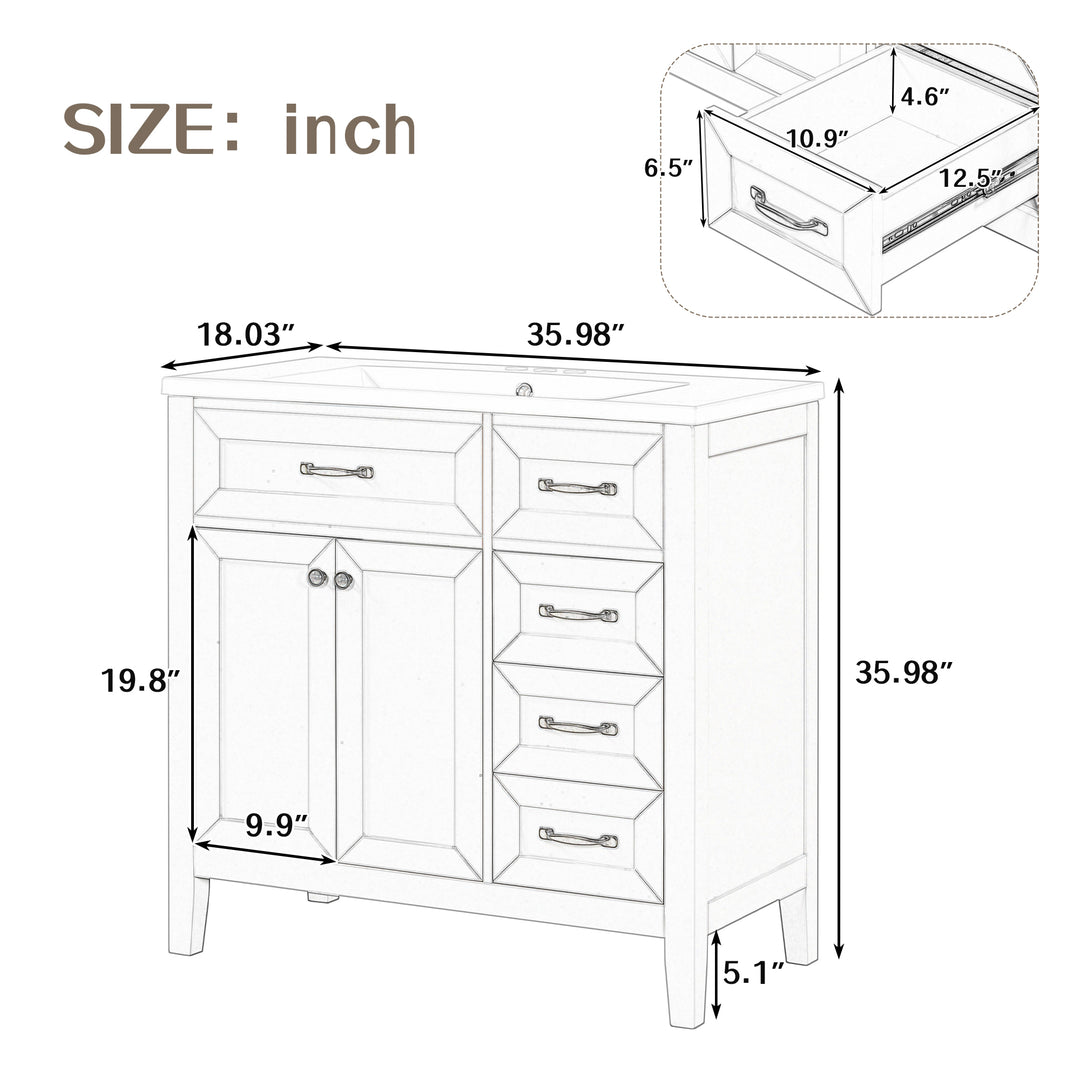 36'' Single Bathroom Vanity Cabinet With Ceramic Top #BV-007-36BL