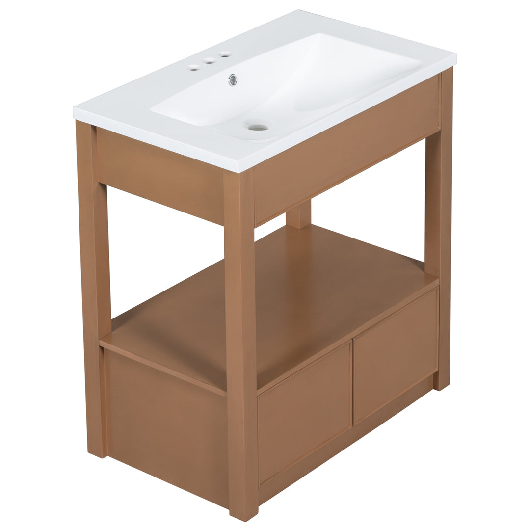 30'' Single Bathroom Vanity Cabinet With Ceramic Top #BV-005