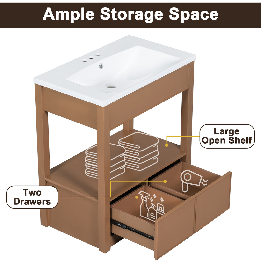 30'' Single Bathroom Vanity Cabinet With Ceramic Top #BV-005