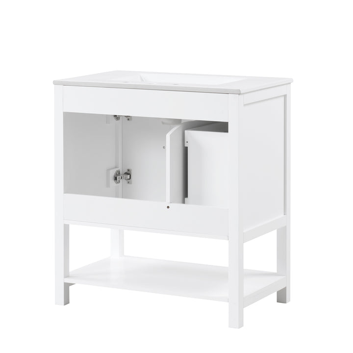 30'' Free Standing Single Bathroom Vanity Cabinet With Ceramic Top #BV-004