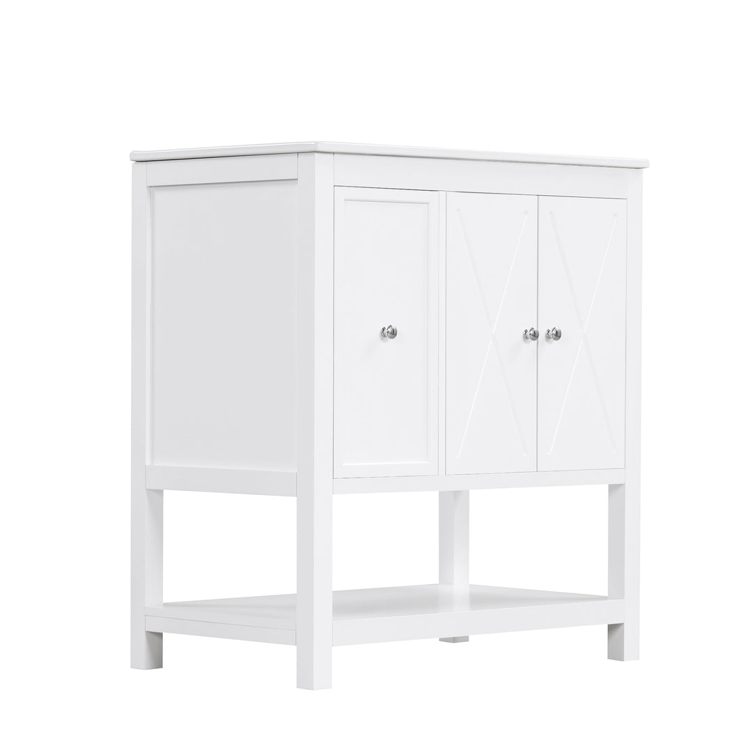 30'' Free Standing Single Bathroom Vanity Cabinet With Ceramic Top #BV-004