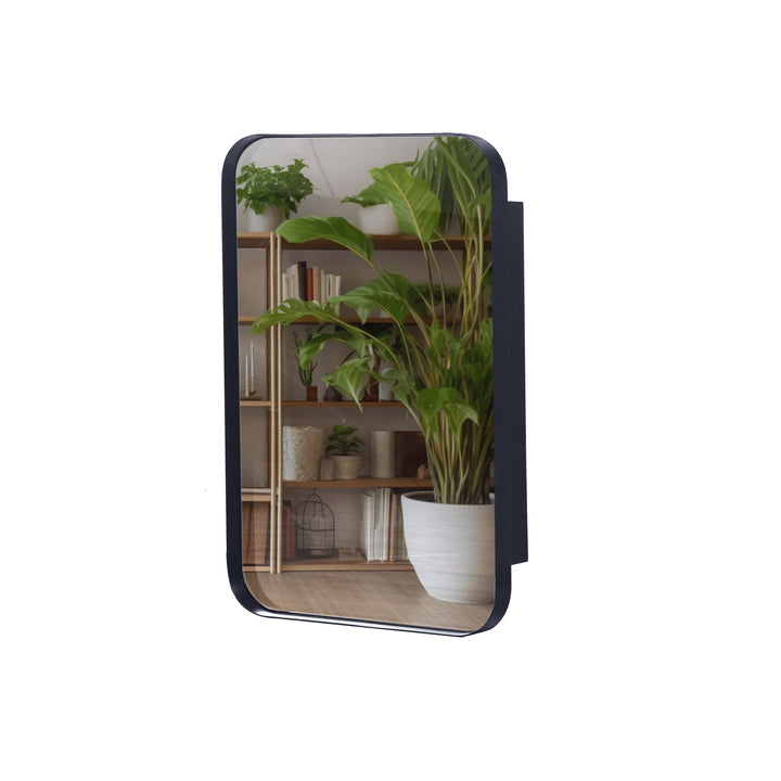 Recessed Black Metal Medicine Cabinet With Mirror, Adjustable Shelves, And Storage | Modern Black Bathroom Wall Mirror #MCM-001