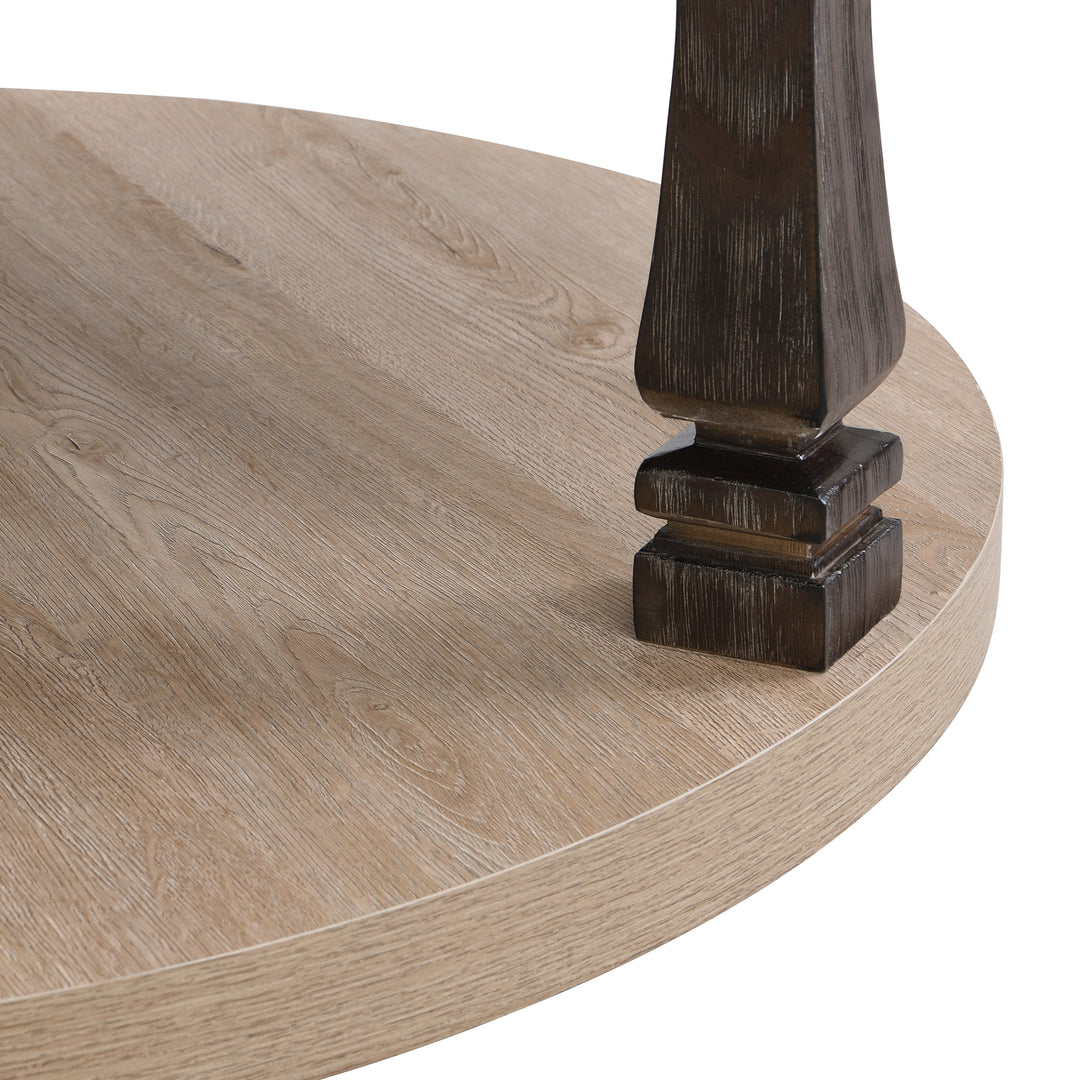 Solid Wood Round Double-Layer Coffee Table