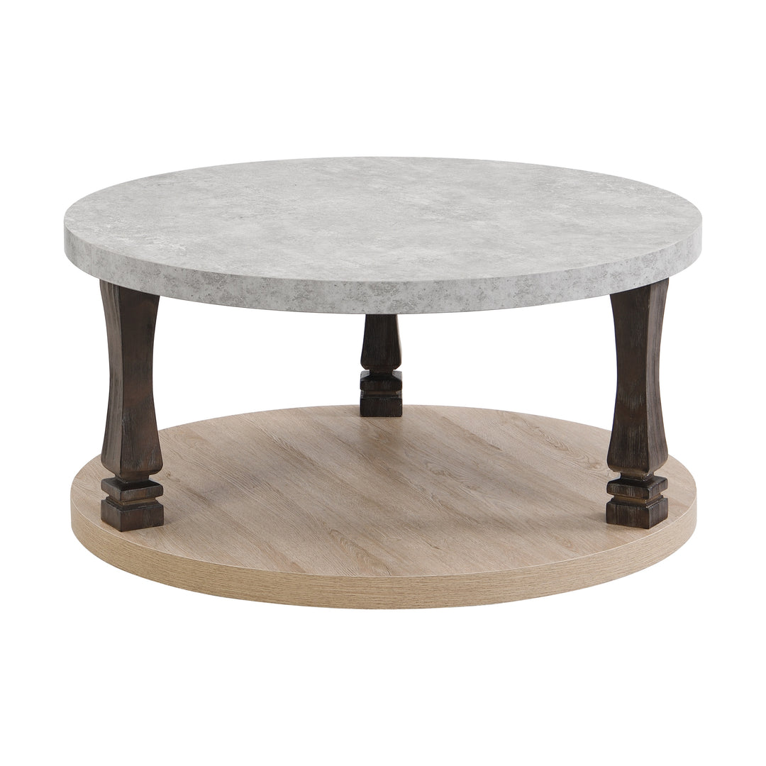 Solid Wood Round Double-Layer Coffee Table