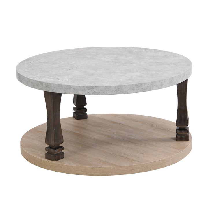 Solid Wood Round Double-Layer Coffee Table