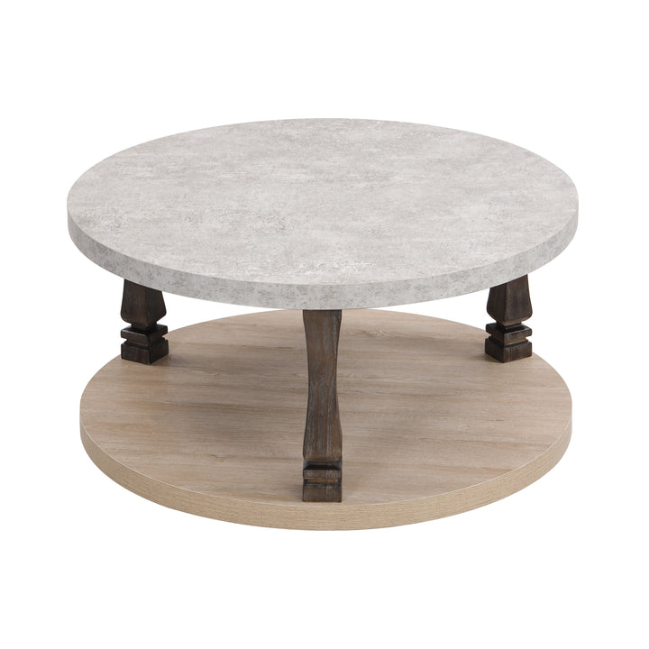 Solid Wood Round Double-Layer Coffee Table