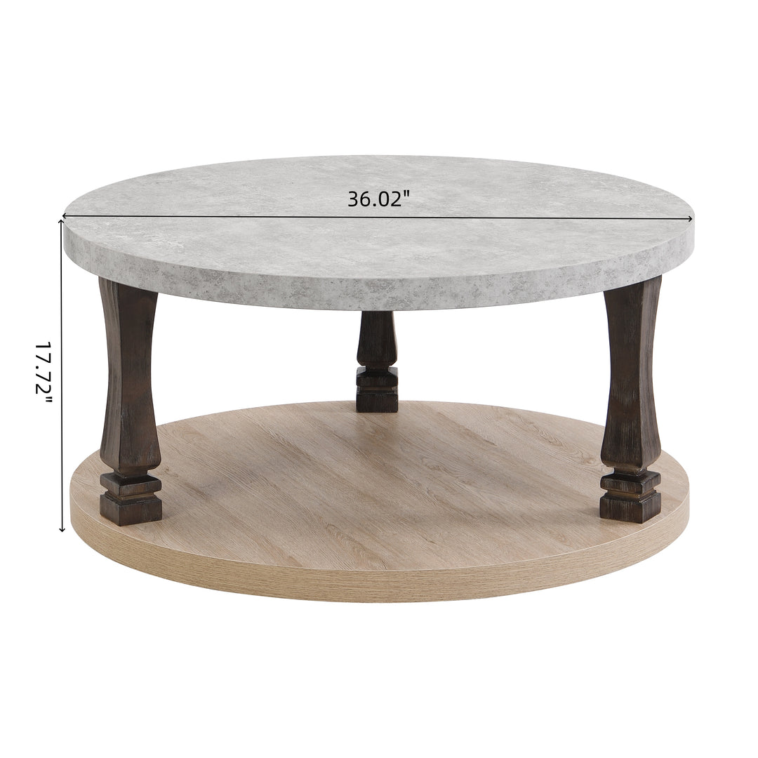 Solid Wood Round Double-Layer Coffee Table