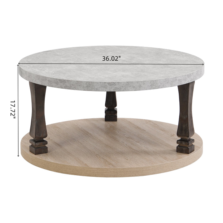 Solid Wood Round Double-Layer Coffee Table