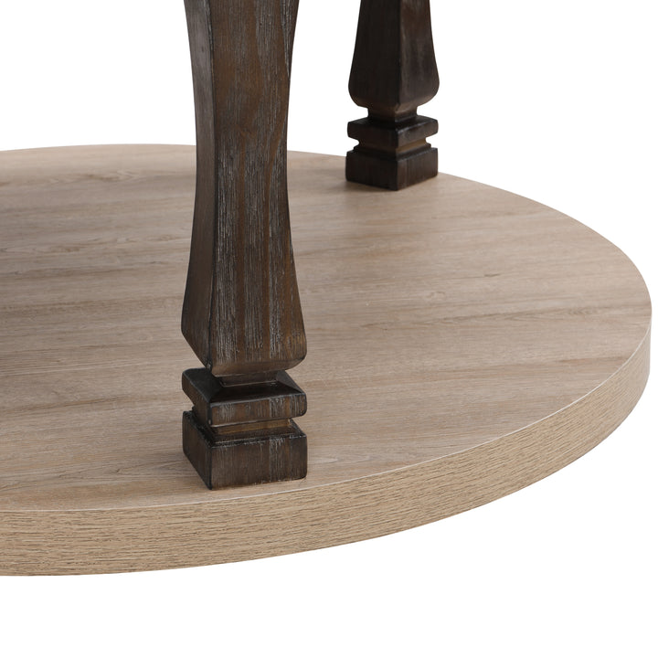 Solid Wood Round Double-Layer Coffee Table