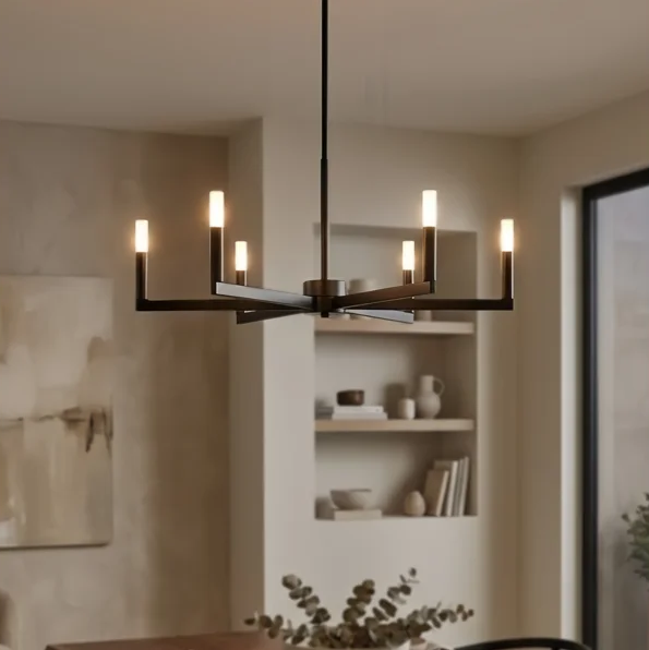 6-light 36"w Led Black Modern Spider Chandelier For Living Room Or Dining Room #29039
