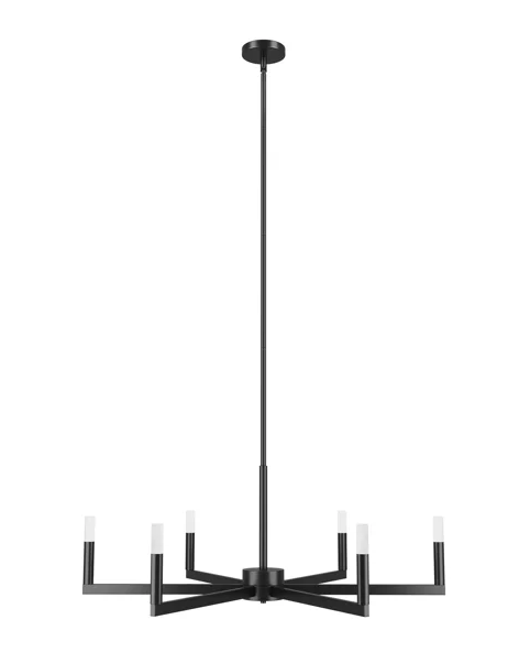 6-light 36"w Led Black Modern Spider Chandelier For Living Room Or Dining Room #29039