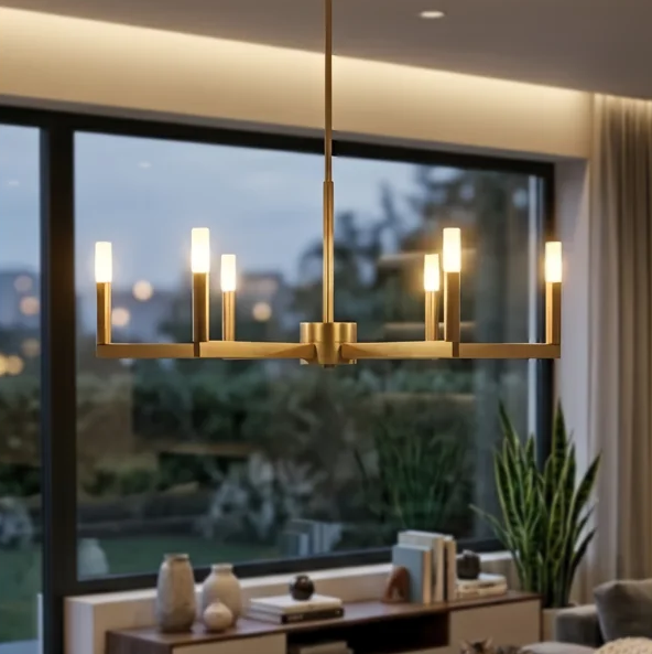 6-light 36"w Led Black Modern Spider Chandelier For Living Room Or Dining Room #29039