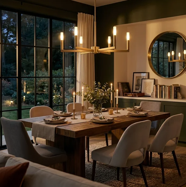 6-light 36"w Led Black Modern Spider Chandelier For Living Room Or Dining Room #29039