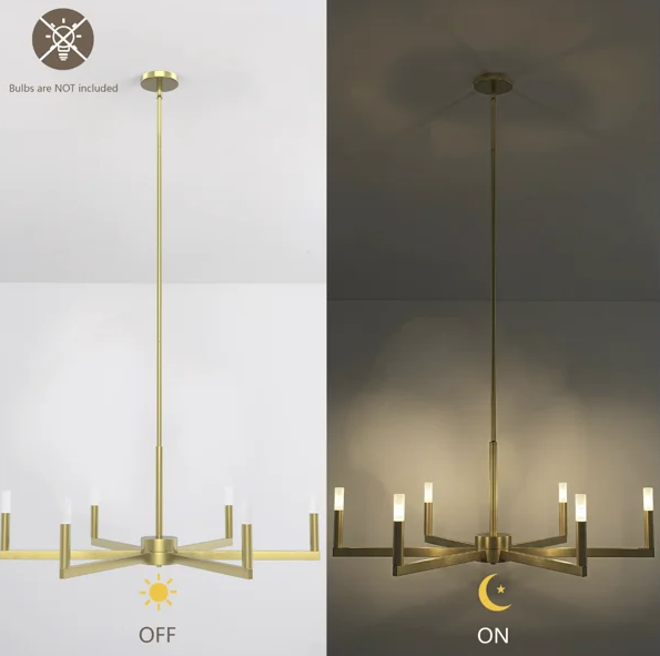 6-light 36"w Led Black Modern Spider Chandelier For Living Room Or Dining Room #29039