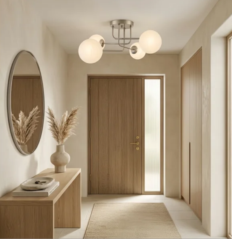 25.5''-4 Lights Linear / Sputnik Modern Matte Black Cloud Glass Semi Flush Mount Lighting for Living Room/Bedroom #29044