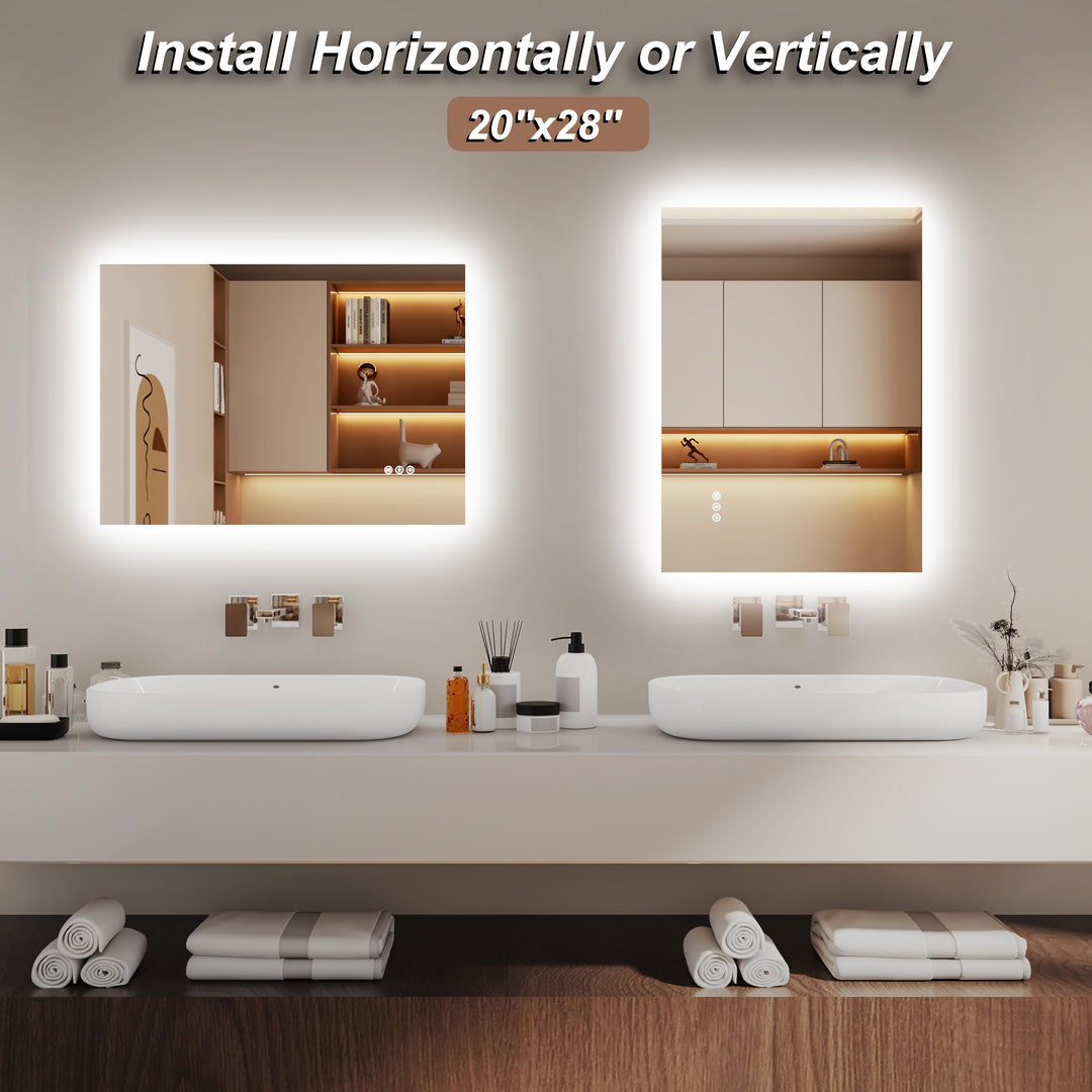 Elevate Home Modern Frameless LED Lighted Anti-Fog Dimmable Tempred Bathroom&Vanity Mirror #BL02