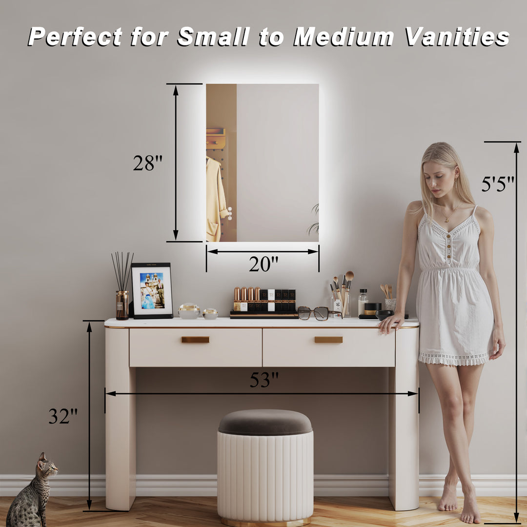 Elevate Home Modern Frameless LED Lighted Anti-Fog Dimmable Tempred Bathroom&Vanity Mirror #BL02
