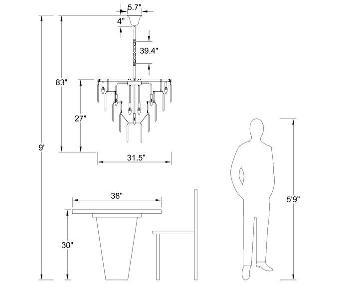 Maxax 12 - Light Unique Tiered Chandelier #MX155205