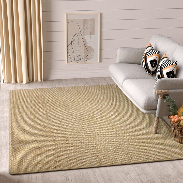 Jute Power Loom Natural Fibers Farmhouse Style Area Rug For Dining Room Living Room Kitchen, Off White/Natural #DT23-301