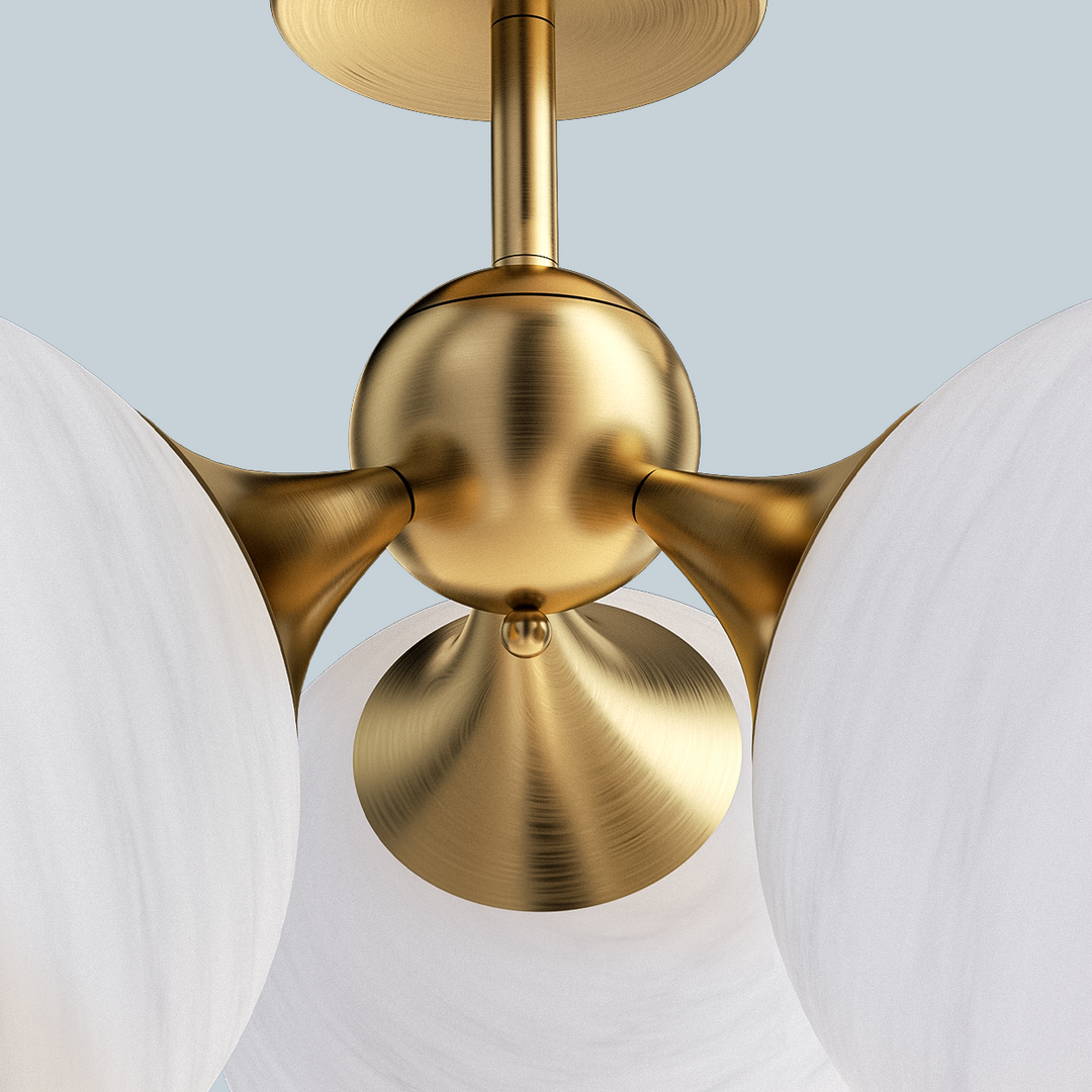 Nimbus 21"-3 Lights Modern Cloud Glass Globe Semi Flush Mount Lighting Fixture For Living Room, Bedroom#29028