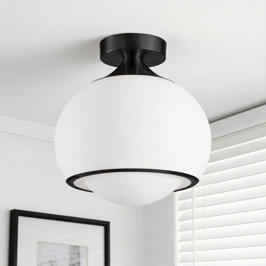 Pulsar 9.8 "1-Light Mid-Century Modern Dimmable 3Cct Led Brushed Brass Milk White Globe Flush Mount Ceiling Light For Corridor/Stairwell #21051