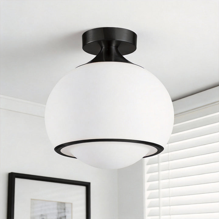 Pulsar 9.8 "1-Light Mid-Century Modern Dimmable 3Cct Led Brushed Brass Milk White Globe Flush Mount Ceiling Light For Corridor/Stairwell #21051