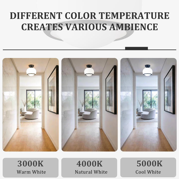 Pulsar 9.8 "1-Light Mid-Century Modern Dimmable 3Cct Led Brushed Brass Milk White Globe Flush Mount Ceiling Light For Corridor/Stairwell #21051