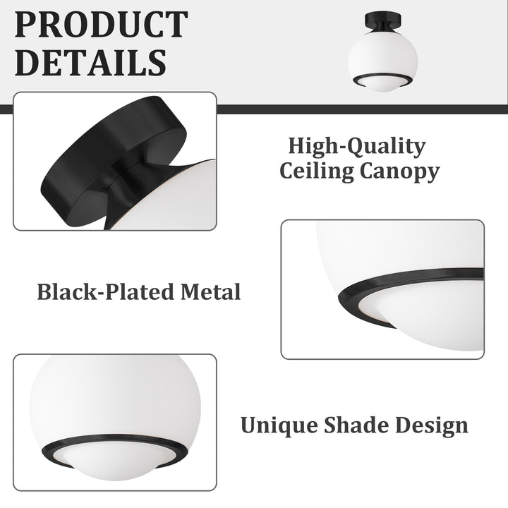 Pulsar 9.8 "1-Light Mid-Century Modern Dimmable 3Cct Led Brushed Brass Milk White Globe Flush Mount Ceiling Light For Corridor/Stairwell #21051