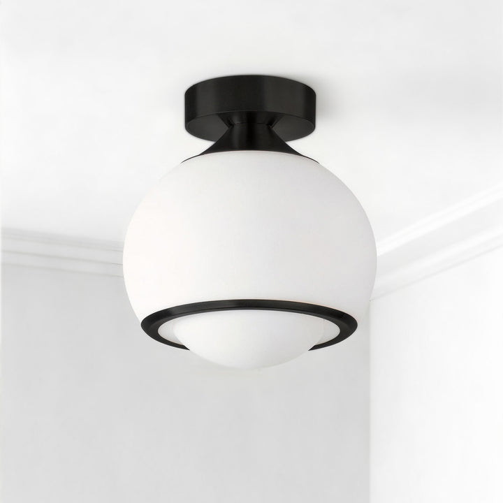 Pulsar 9.8 "1-Light Mid-Century Modern Dimmable 3Cct Led Brushed Brass Milk White Globe Flush Mount Ceiling Light For Corridor/Stairwell #21051