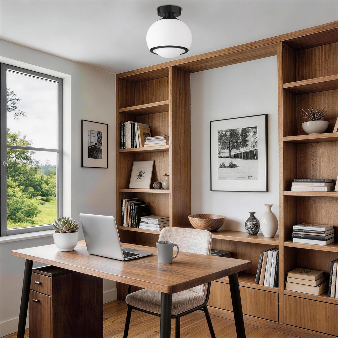 Pulsar 9.8 "1-Light Mid-Century Modern Dimmable 3Cct Led Brushed Brass Milk White Globe Flush Mount Ceiling Light For Corridor/Stairwell #21051