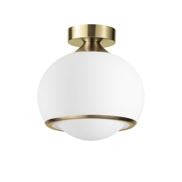 Pulsar 9.8 "1-Light Mid-Century Modern Dimmable 3Cct Led Brushed Brass Milk White Globe Flush Mount Ceiling Light For Corridor/Stairwell #21051