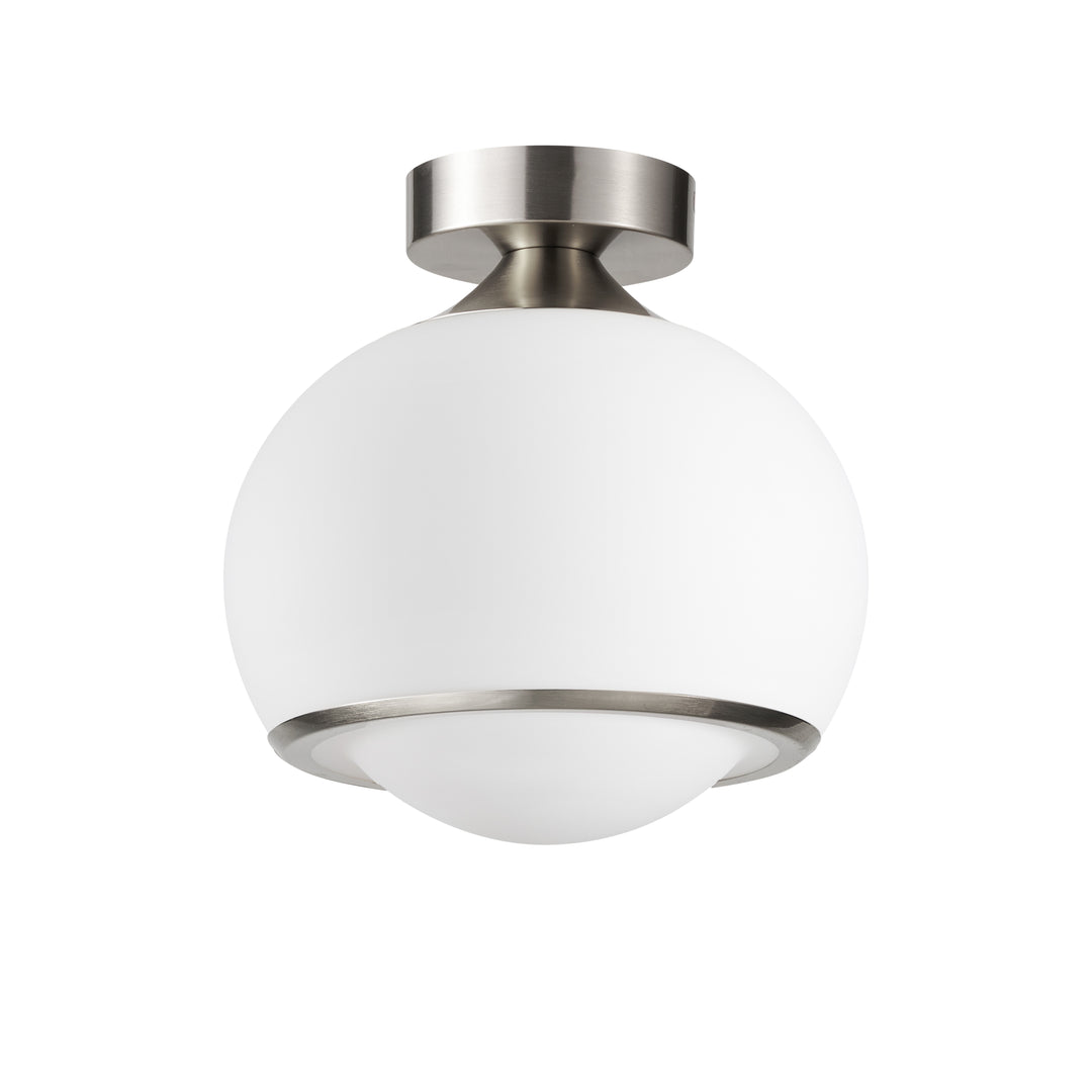 Pulsar 9.8 "1-Light Mid-Century Modern Dimmable 3Cct Led Brushed Brass Milk White Globe Flush Mount Ceiling Light For Corridor/Stairwell #21051