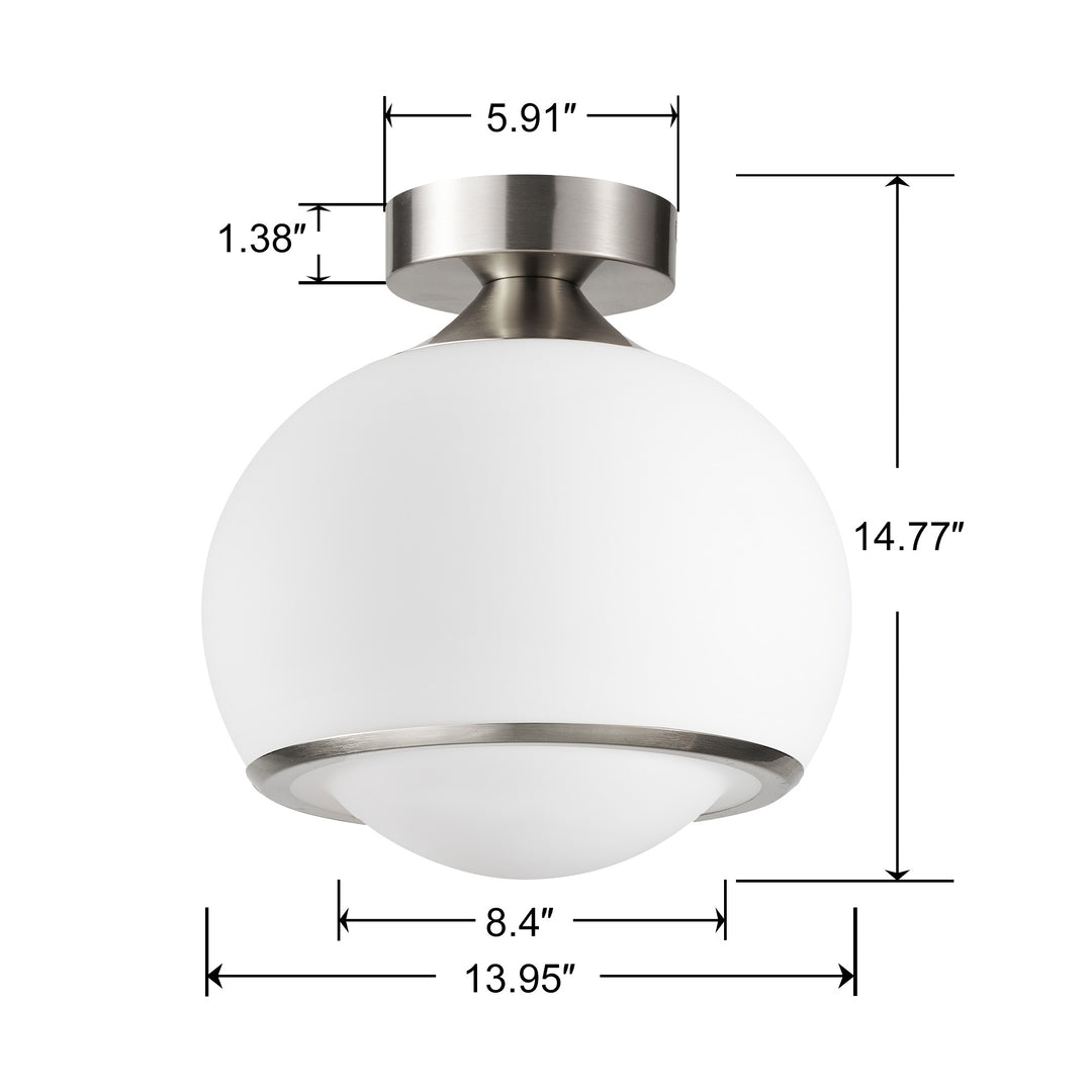 Pulsar 9.8 "1-Light Mid-Century Modern Dimmable 3Cct Led Brushed Brass Milk White Globe Flush Mount Ceiling Light For Corridor/Stairwell #21051