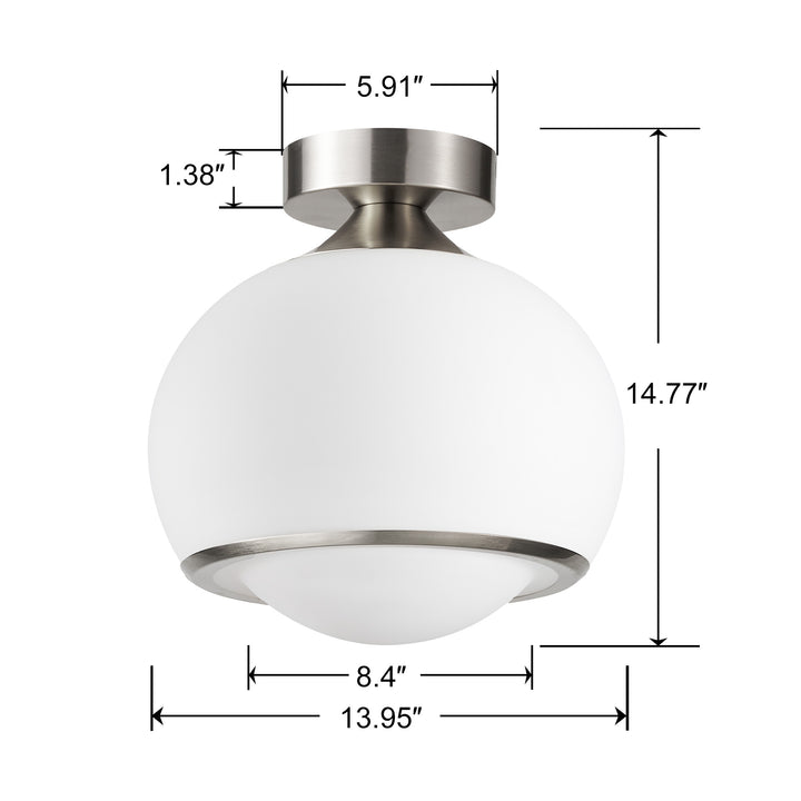 Pulsar 9.8 "1-Light Mid-Century Modern Dimmable 3Cct Led Brushed Brass Milk White Globe Flush Mount Ceiling Light For Corridor/Stairwell #21051