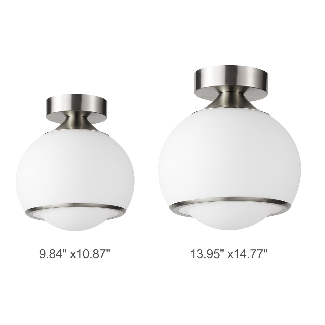 Pulsar 9.8 "1-Light Mid-Century Modern Dimmable 3Cct Led Brushed Brass Milk White Globe Flush Mount Ceiling Light For Corridor/Stairwell #21051