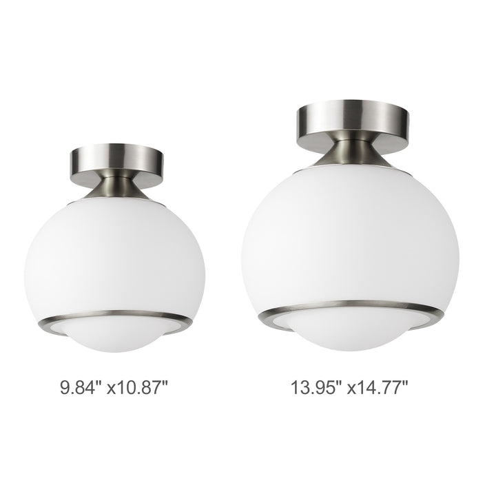 Pulsar 9.8 "1-Light Mid-Century Modern Dimmable 3Cct Led Brushed Brass Milk White Globe Flush Mount Ceiling Light For Corridor/Stairwell #21051