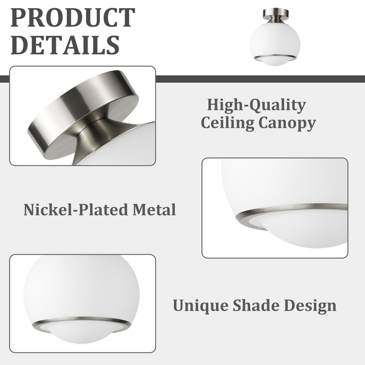 Pulsar 9.8 "1-Light Mid-Century Modern Dimmable 3Cct Led Brushed Brass Milk White Globe Flush Mount Ceiling Light For Corridor/Stairwell #21051