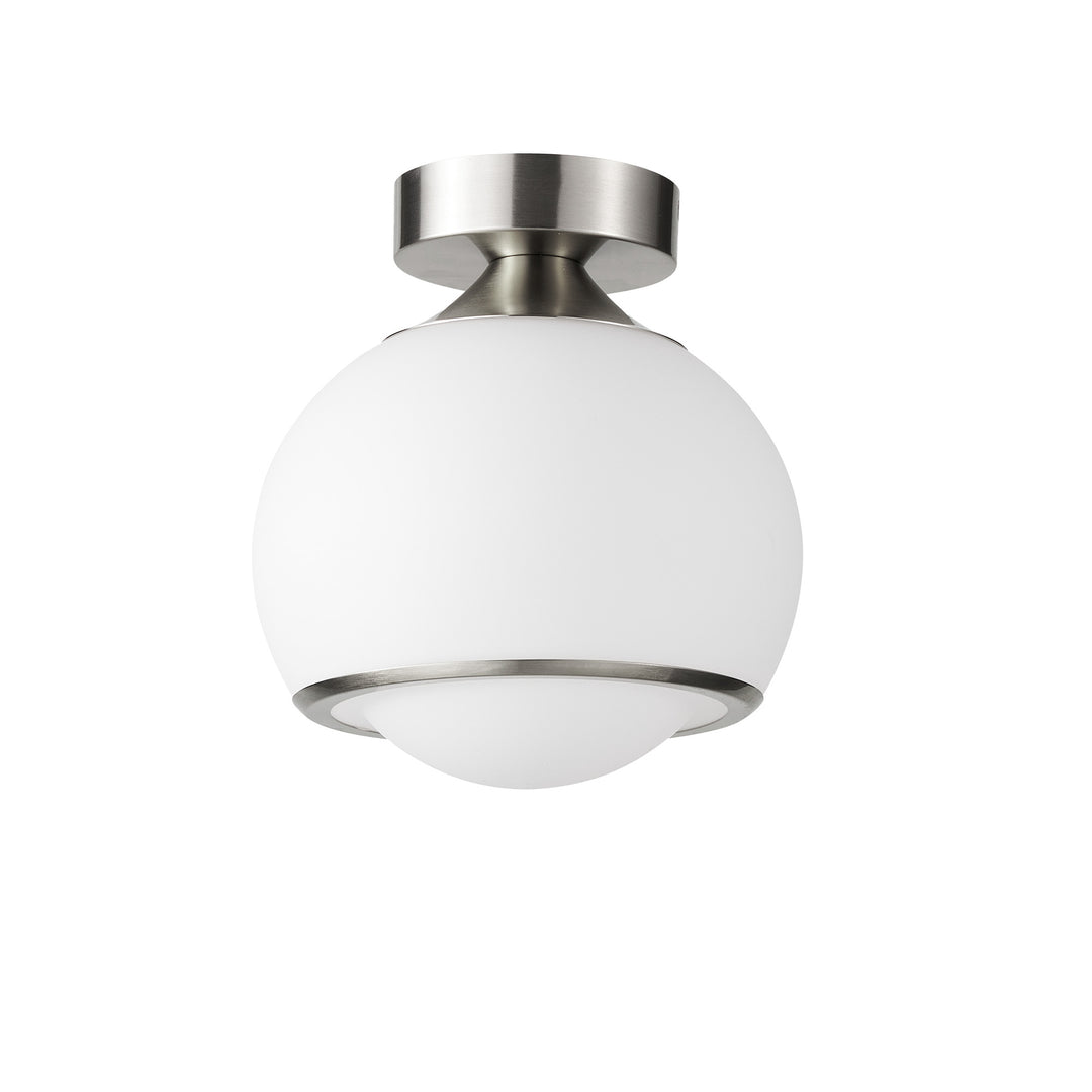 Pulsar 9.8 "1-Light Mid-Century Modern Dimmable 3Cct Led Brushed Brass Milk White Globe Flush Mount Ceiling Light For Corridor/Stairwell #21051