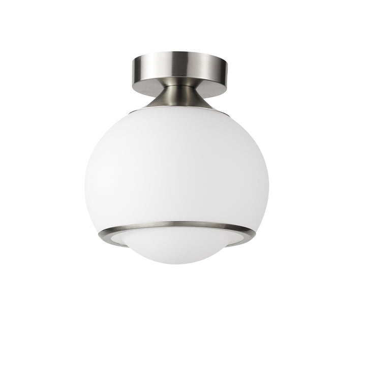 Pulsar 9.8 "1-Light Mid-Century Modern Dimmable 3Cct Led Brushed Brass Milk White Globe Flush Mount Ceiling Light For Corridor/Stairwell #21051