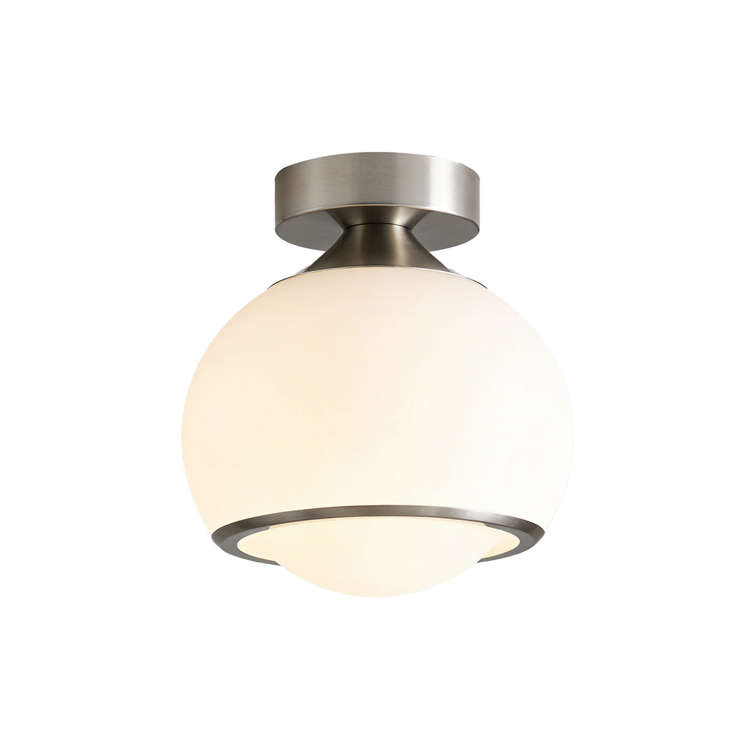 Pulsar 9.8 "1-Light Mid-Century Modern Dimmable 3Cct Led Brushed Brass Milk White Globe Flush Mount Ceiling Light For Corridor/Stairwell #21051