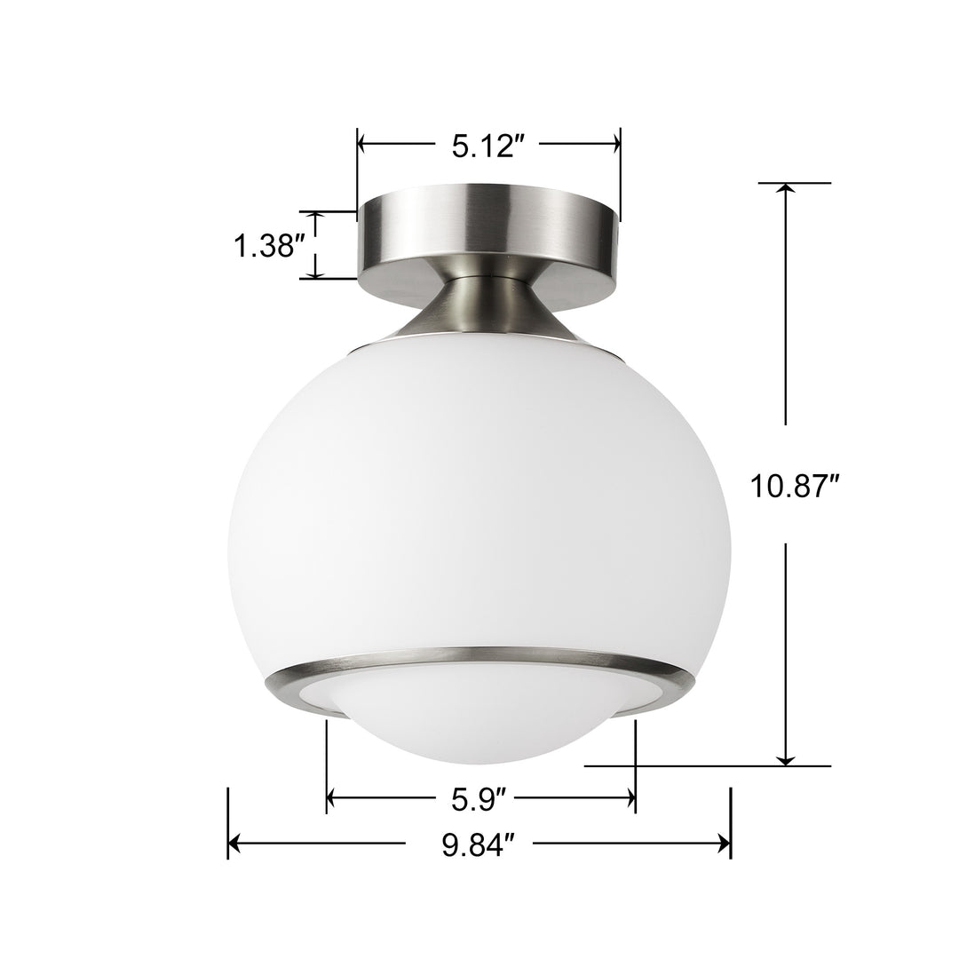 Pulsar 9.8 "1-Light Mid-Century Modern Dimmable 3Cct Led Brushed Brass Milk White Globe Flush Mount Ceiling Light For Corridor/Stairwell #21051