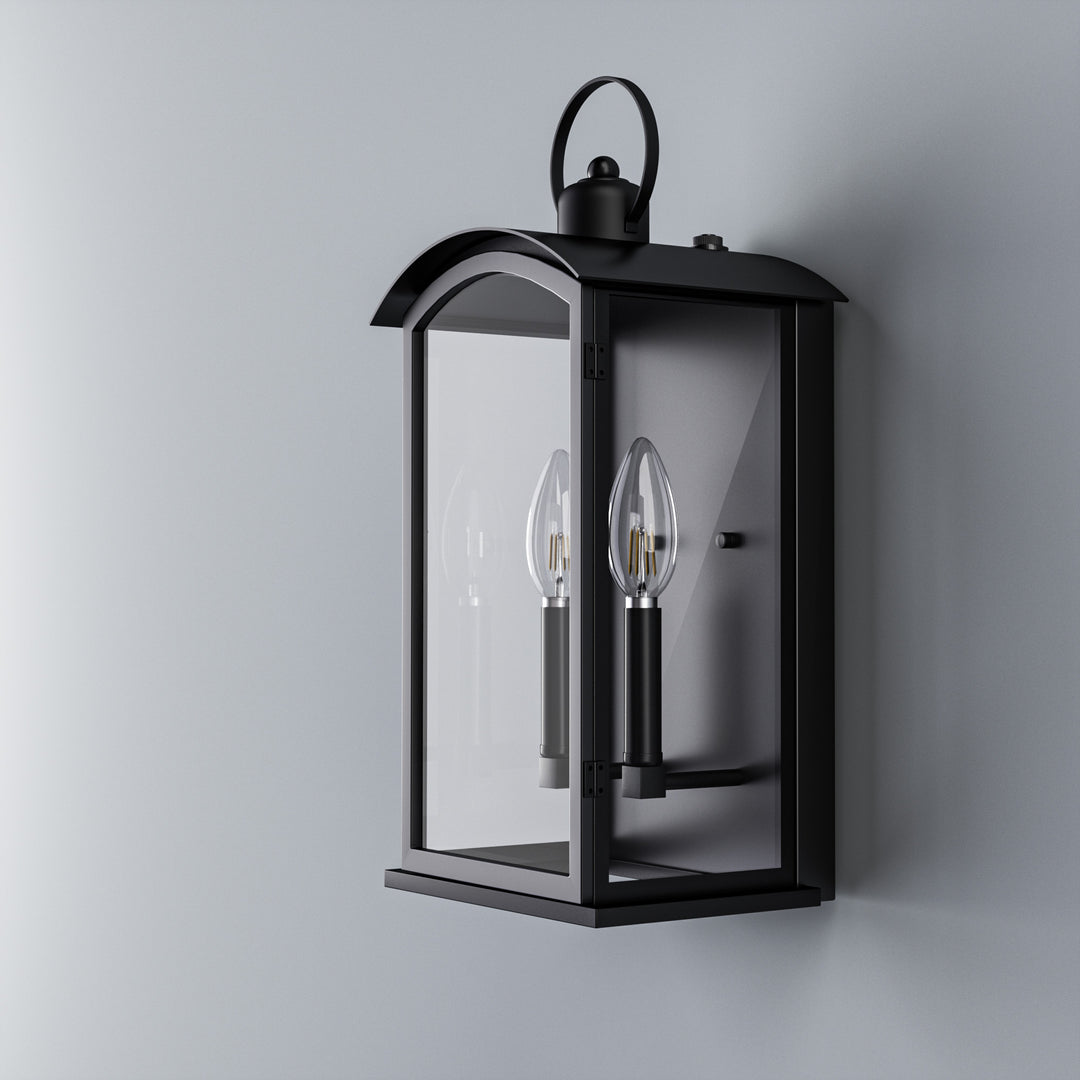 Solstice 19"H 2-Light Tempered Glass Outdoor Wall Lantern With Dusk To Dawn #7069