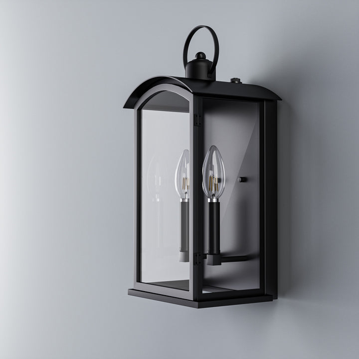 Solstice 19"H 2-Light Tempered Glass Outdoor Wall Lantern With Dusk To Dawn #7069