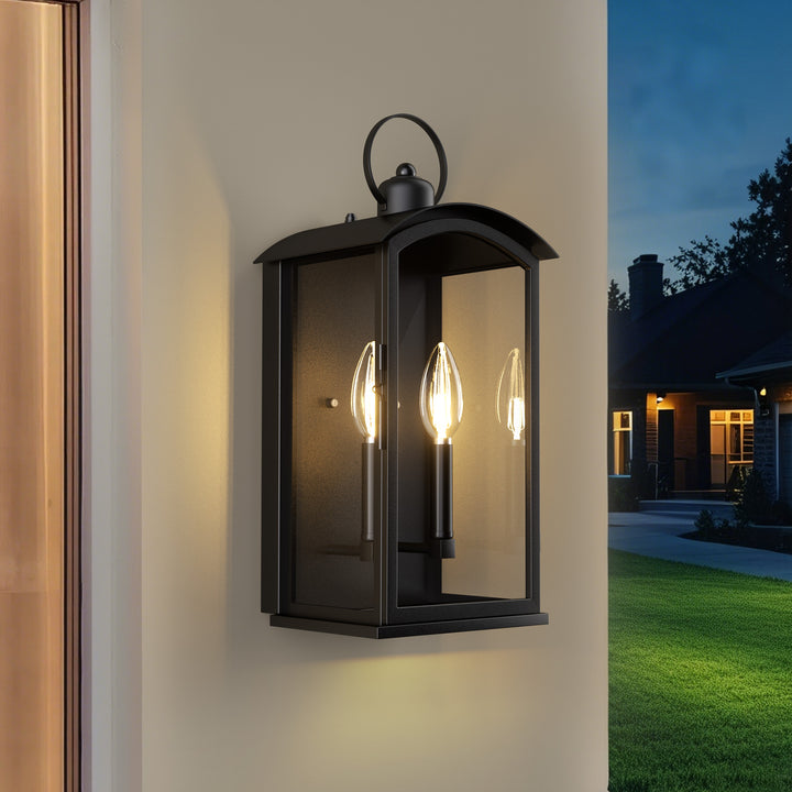 Solstice 19"H 2-Light Tempered Glass Outdoor Wall Lantern With Dusk To Dawn #7069