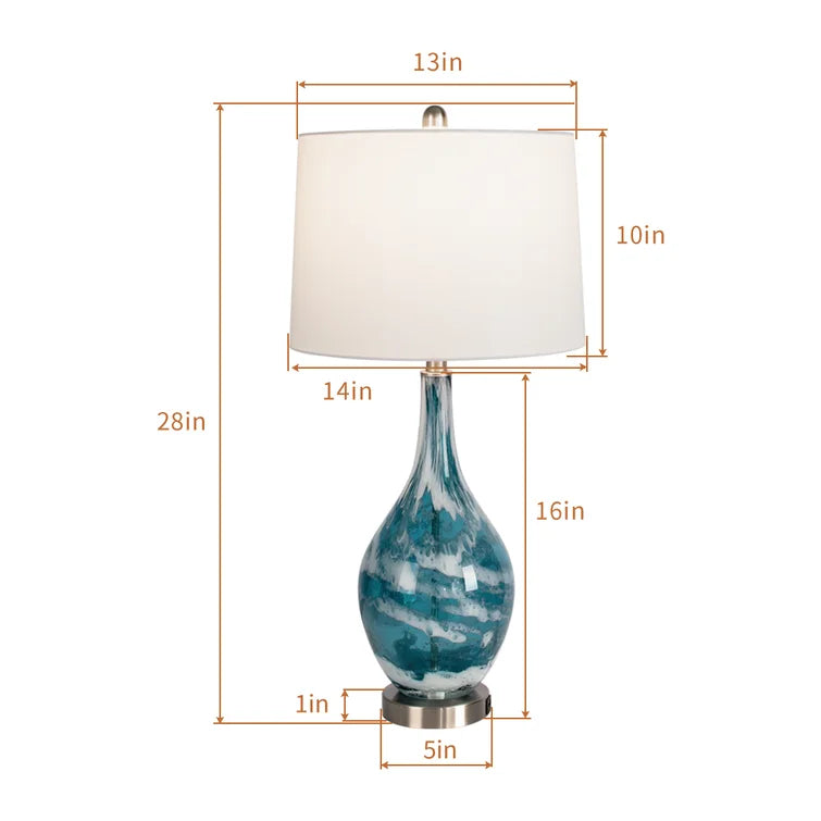 Tomi 28in Blue Glass table Lamp #T19