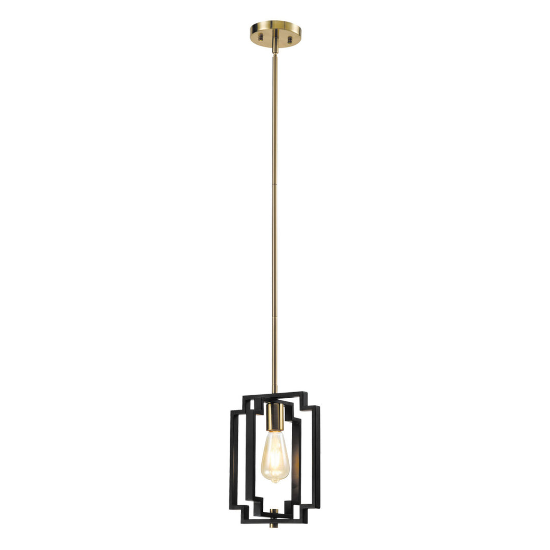 1 - Light Lantern Square/Rectangle Pendant With Wrought Iron Accents