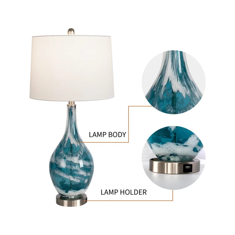 Tomi 28in Blue Glass table Lamp